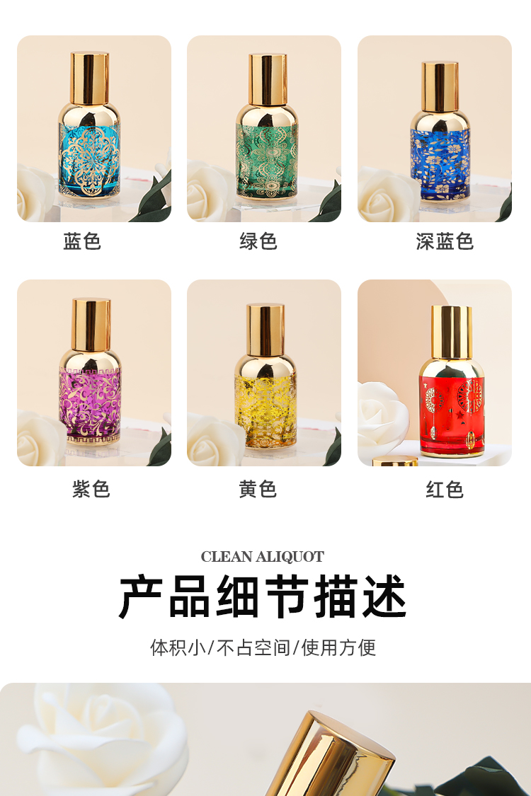30ml螺口香水瓶空瓶圆柱形瓶小容量便携式玻璃香水瓶乳液瓶详情4