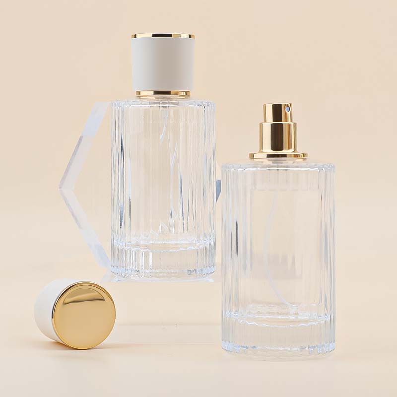 This 50ml thick-bottomed vertical cylindrical glass perfume bottle can be labeled by pressing the spray bottle body Item Picture