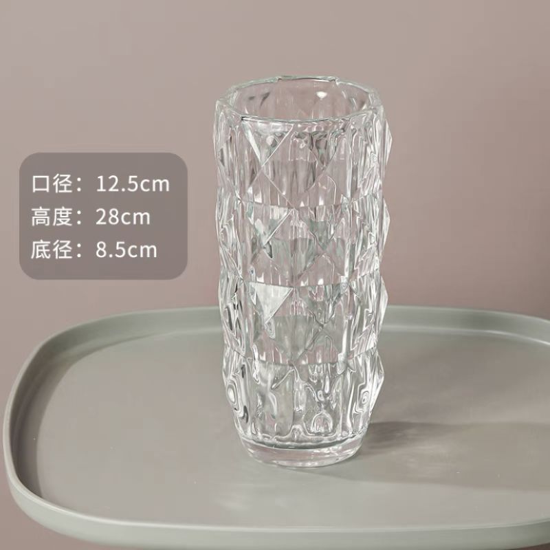Rousseau glass vase, Ins-style crystal vase, light luxury vase, high-end transparent and simple living room decoration Application Scenario
