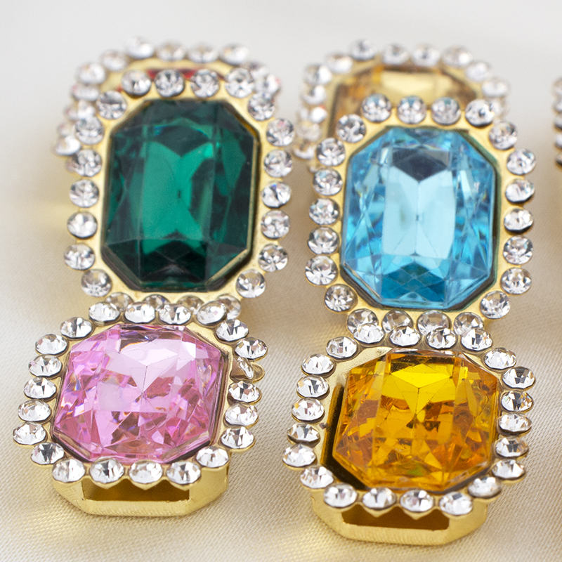 New DIY bow square hair accessory, headwear, accessory, large acrylic gemstone and diamond decorative buckle, decorative material Item Picture