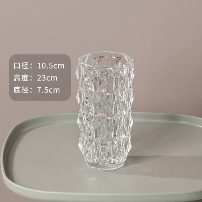 Rousseau glass vase, Ins-style crystal vase, light luxury vase, high-end transparent and simple living room decoration Item Picture