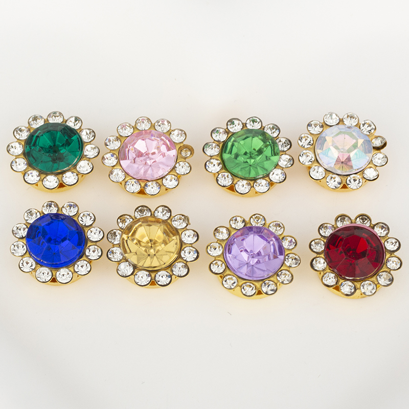 Sunflower acrylic diamond hand-sewn flower plate, buckle flower claw diamond, round double-layer flower diamond diy clothing accessories Item Picture