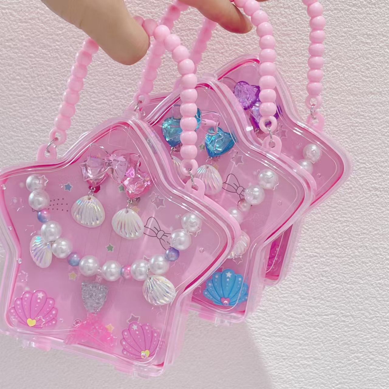 2024 nuevo estilo chica dibujos animados collar orejeras anillo conjunto combinado caja de regalo niña niña linda niños accesorios de pelo joyero regalo de cumpleaños bebé niña pic 2