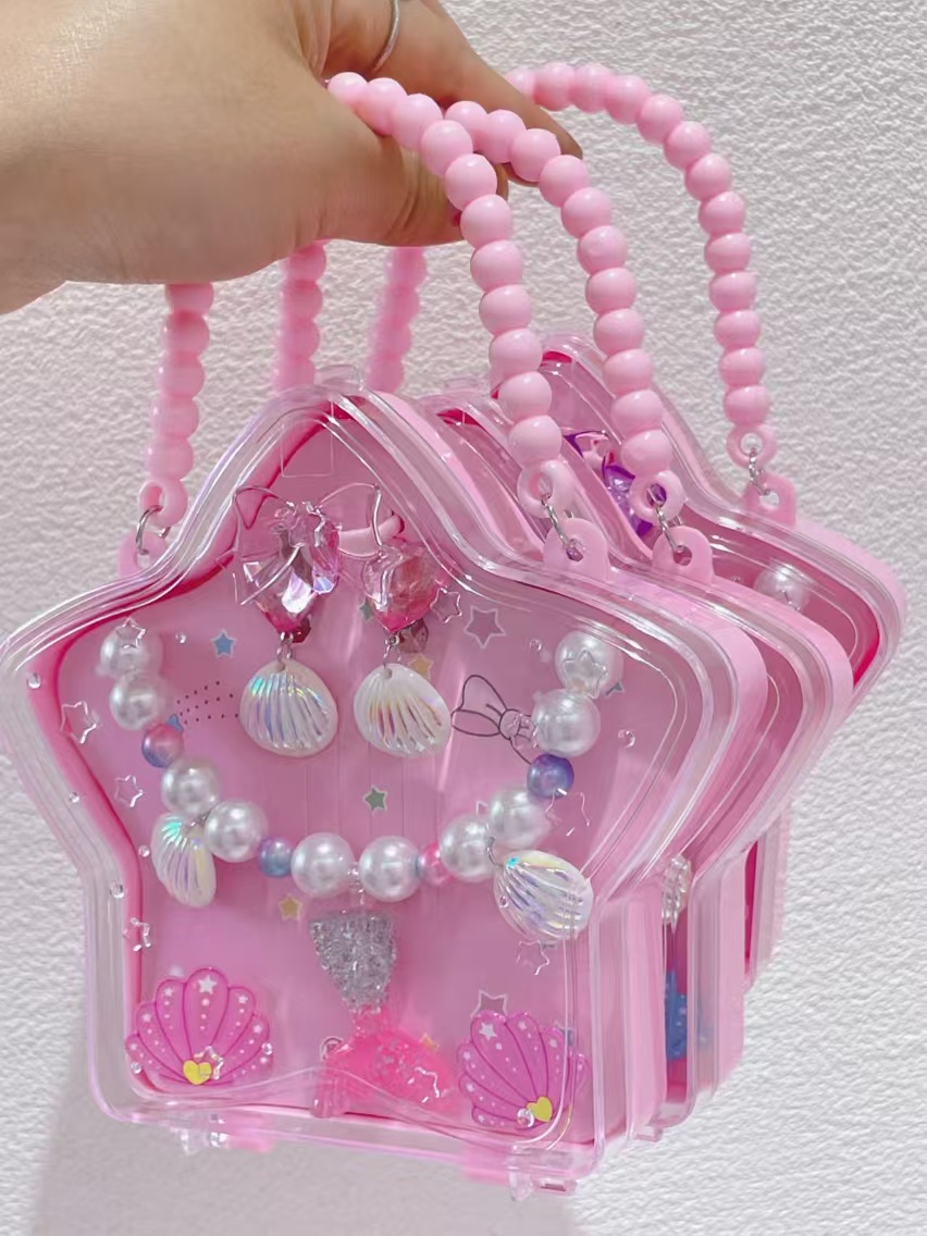 2024 nuevo estilo chica dibujos animados collar orejeras anillo conjunto combinado caja de regalo niña niña linda niños accesorios de pelo joyero regalo de cumpleaños bebé niña pic 4