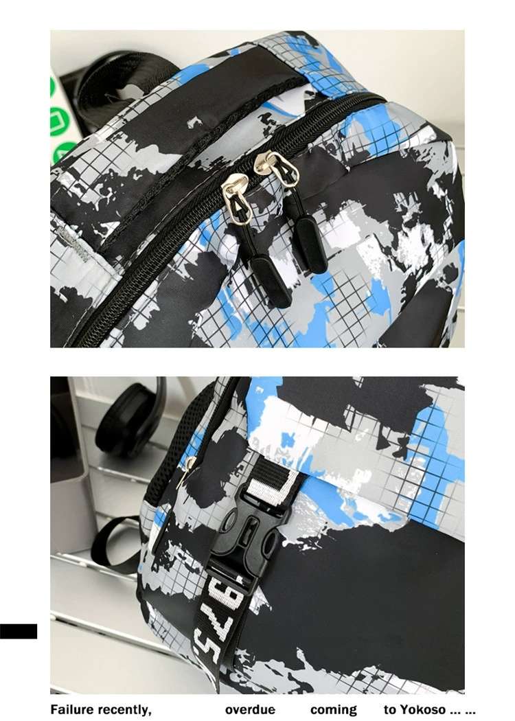 双肩包男士大容量初高中大学生女电脑书包外贸跨境新款印花背包，潮流双肩包详情图11