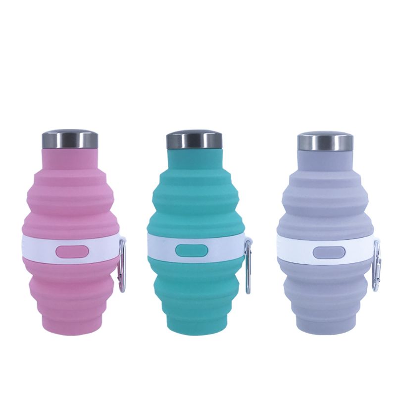 Silicone folding water cup with nozzle cap, cross-border outdoor portable sports water bottle, high-temperature resistant and extendable travel water cup