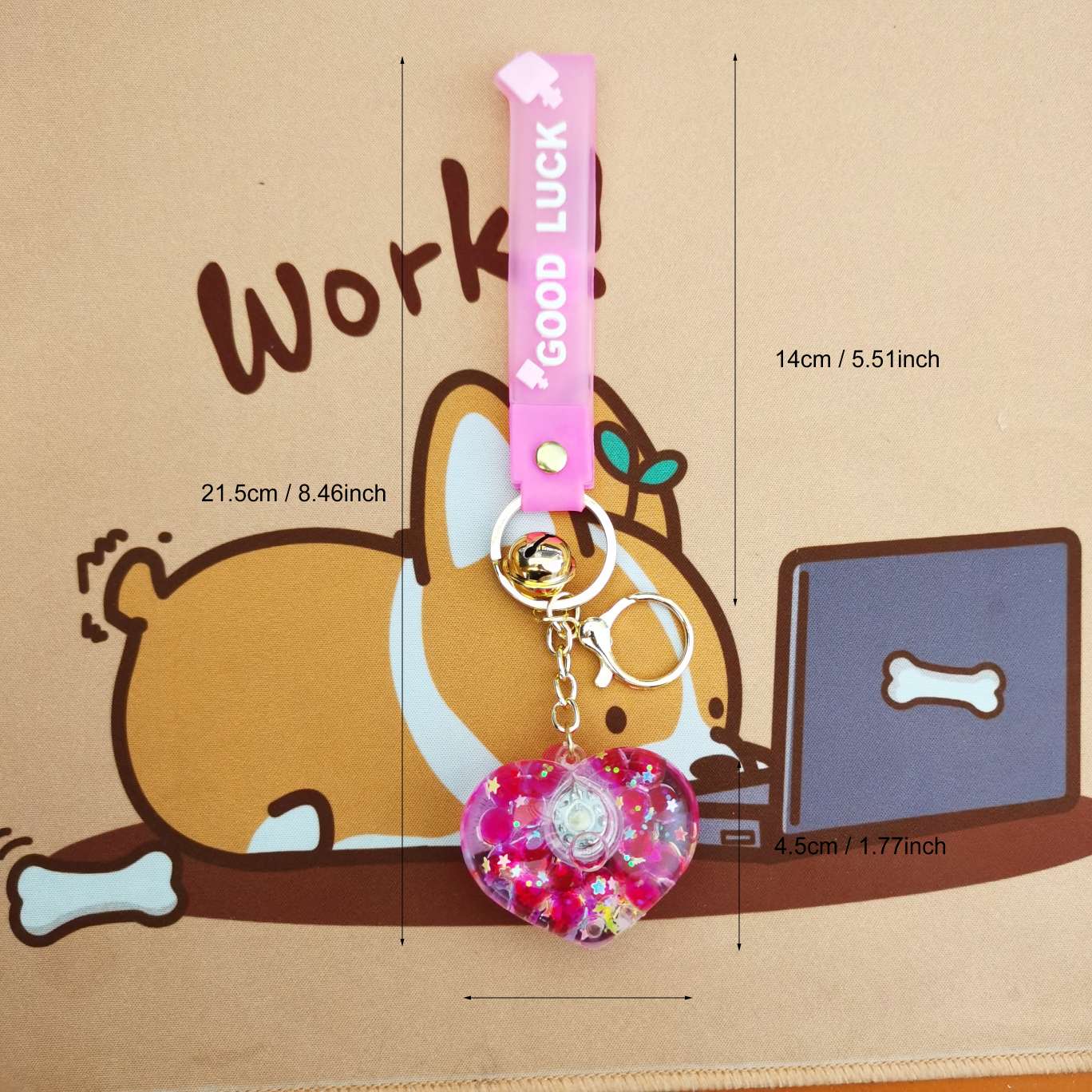 钥匙扣女2024可爱时尚爱心液体闪光透明钥匙扣详情图3