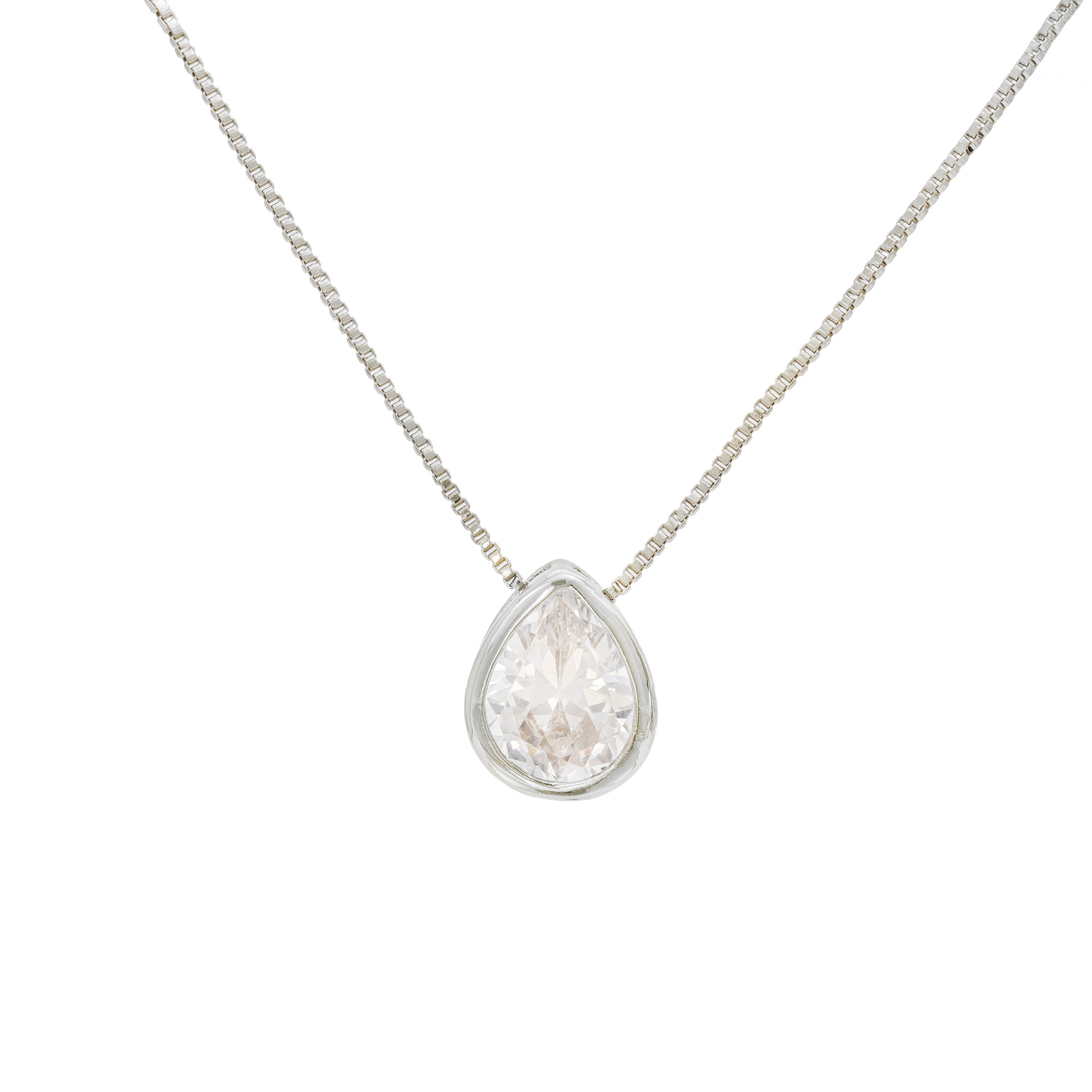 A new cross-border women's necklace with a simple and elegant look and set with water drop zircon stud earrings detail image 6