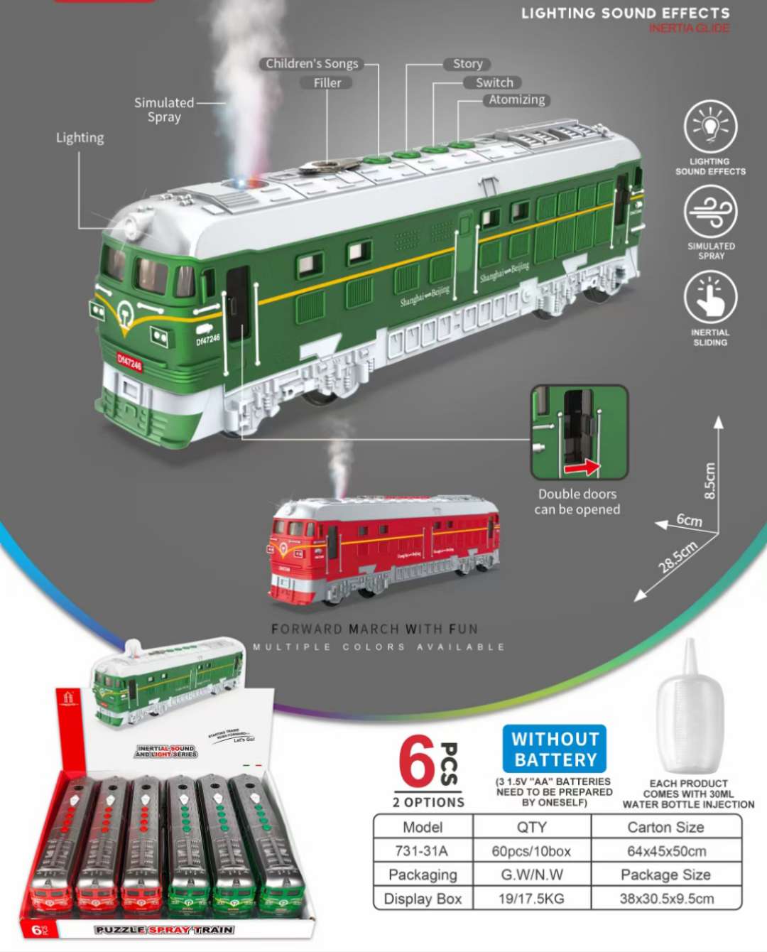 惯性可开门东风列车，带声光，颜色混装，列车就要进站了，祝大家旅途愉快详情图2