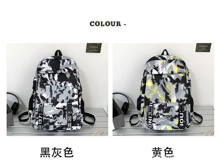双肩包男士大容量初高中大学生女电脑书包外贸跨境新款印花背包，潮流双肩包详情图5