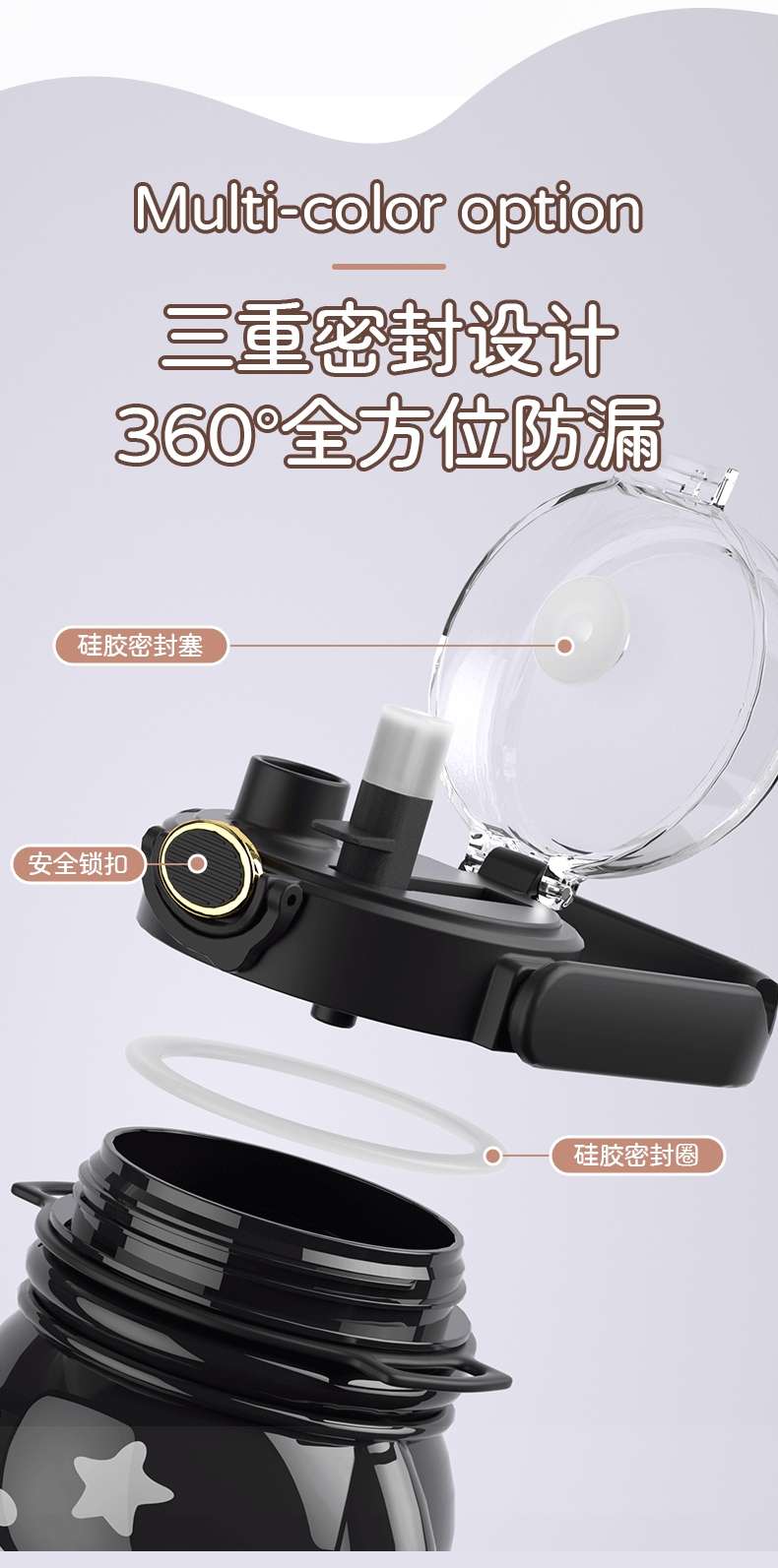 H185-双饮星光兔 卡通吸管杯可爱弹跳儿童水杯大容量便携塑料杯夏季大容量塑料杯详情图3