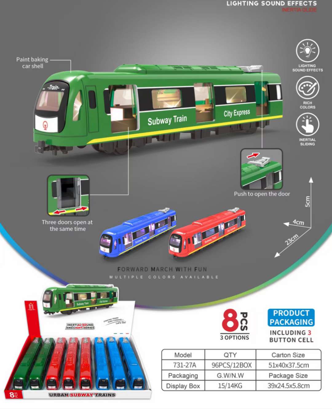 惯性可开门东风列车，带声光，颜色混装，列车就要进站了，祝大家旅途愉快细节图