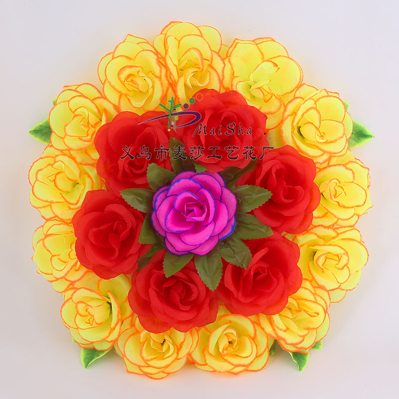 MS-080麦莎花片清明花扫墓花祭祀花公墓插花仿真花假花大四角玫瑰花环