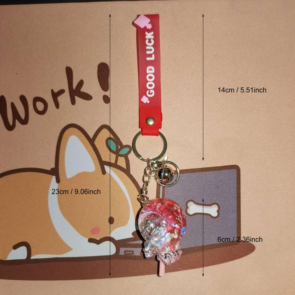 钥匙扣女2024可爱棒棒糖液体闪光时尚透明钥匙扣细节图