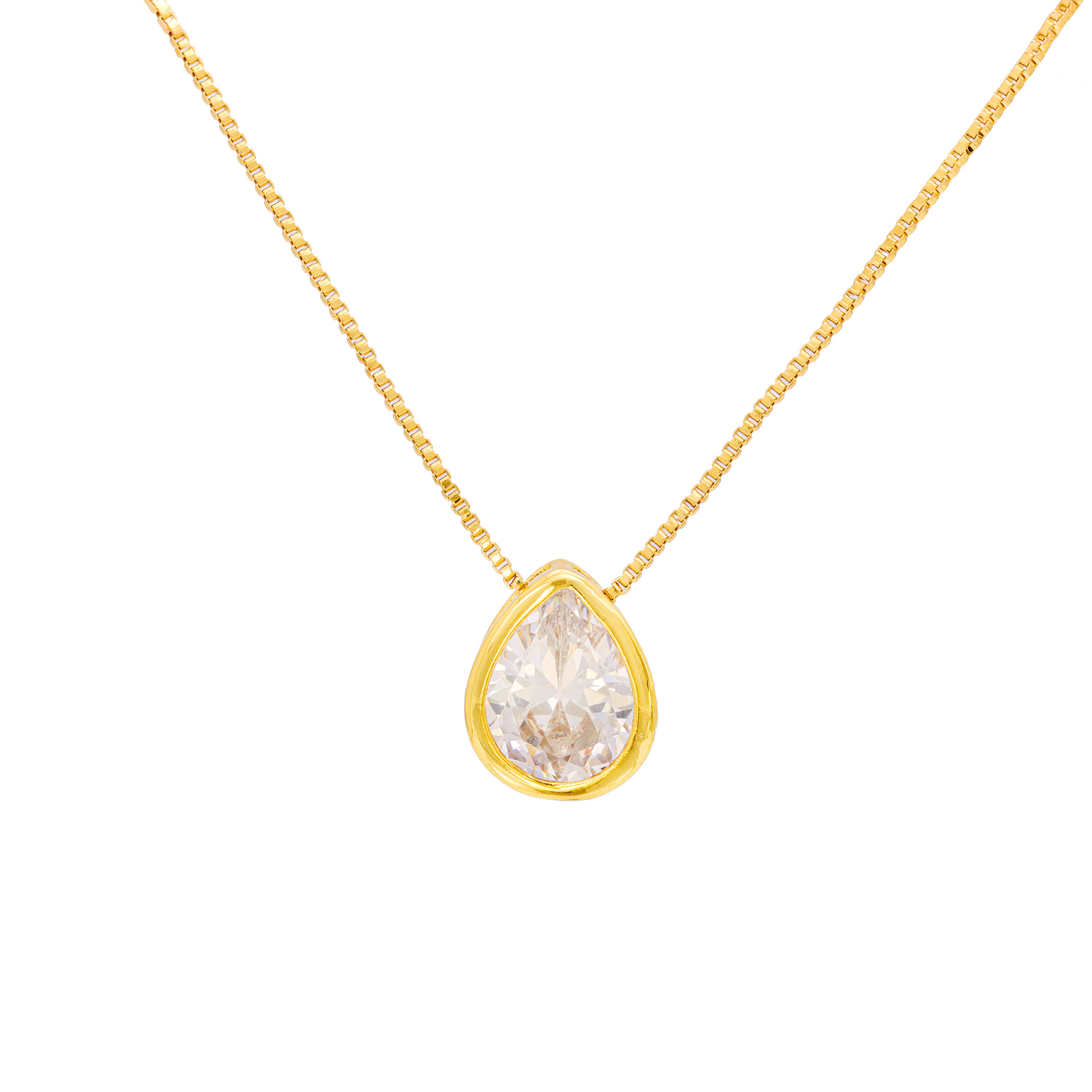 A new cross-border women's necklace with a simple and elegant look and set with water drop zircon stud earrings detail image 9