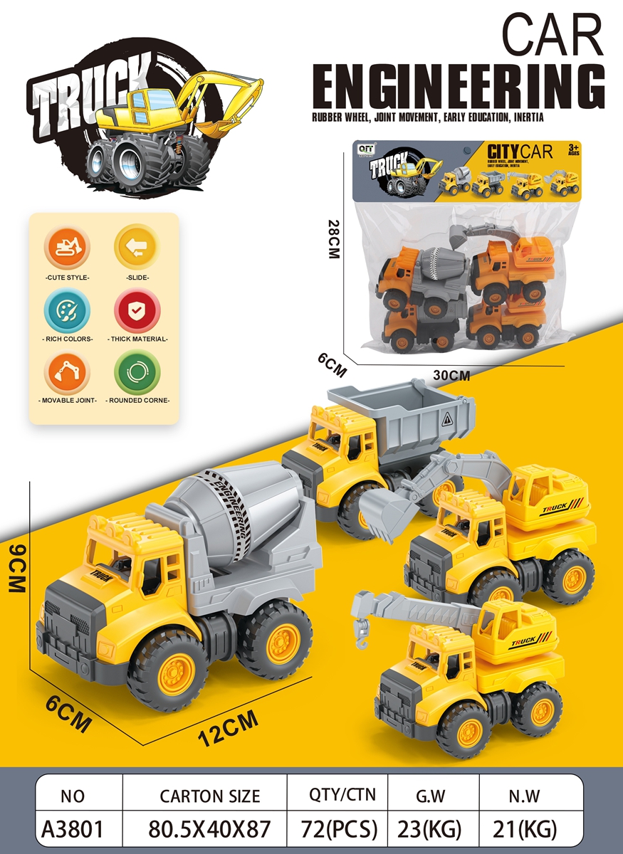 Cross-border hot dinosaur inertial engineering car inertial engineering car puzzle board game toys
