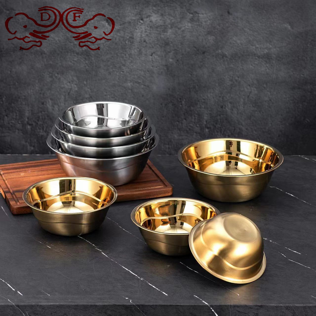 DF99025 stainless steel basin, thickened and deepened soup basin, restaurant canteen soup bowl, vegetable basin, round basin, non-magnetic multi-purpose basin, DF TRADINGHOUSE Application Scenario