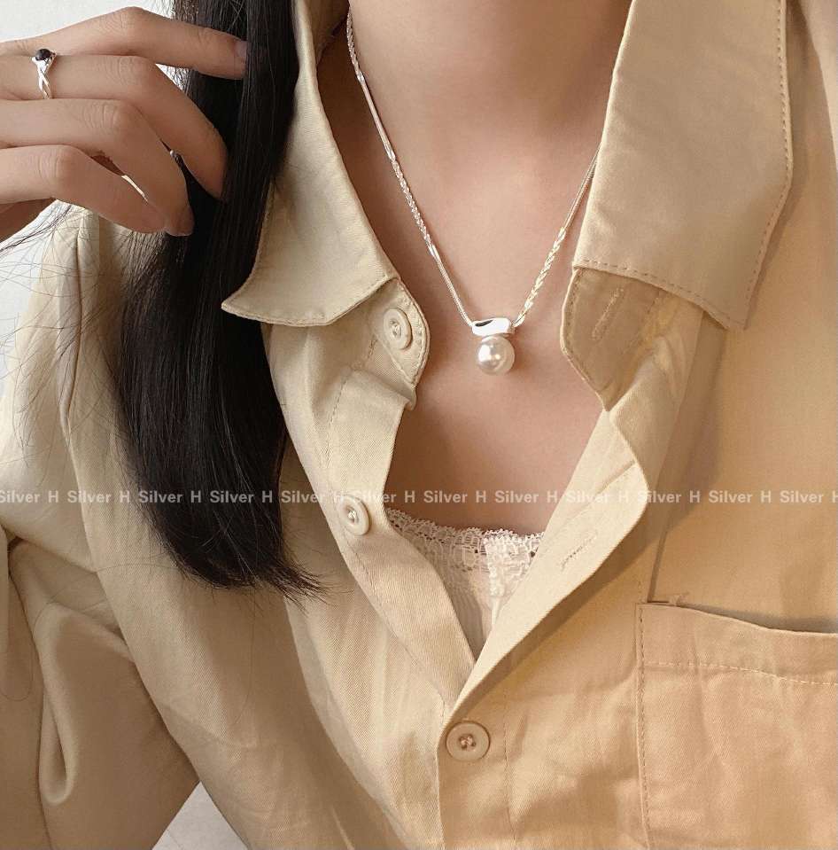 思兰银饰925银贝珠项链，时尚韩版潮项链，百搭款，东大门爆款饰品项链项链银饰详情图3