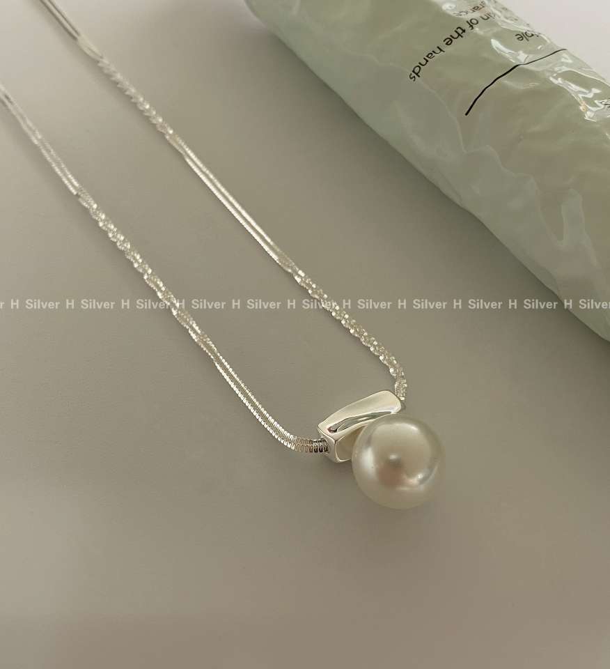 思兰银饰925银贝珠项链，时尚韩版潮项链，百搭款，东大门爆款饰品项链项链银饰