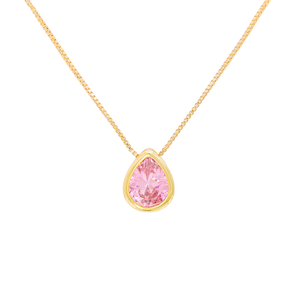 A new cross-border women's necklace with a simple and elegant look and set with water drop zircon stud earrings detail image 10
