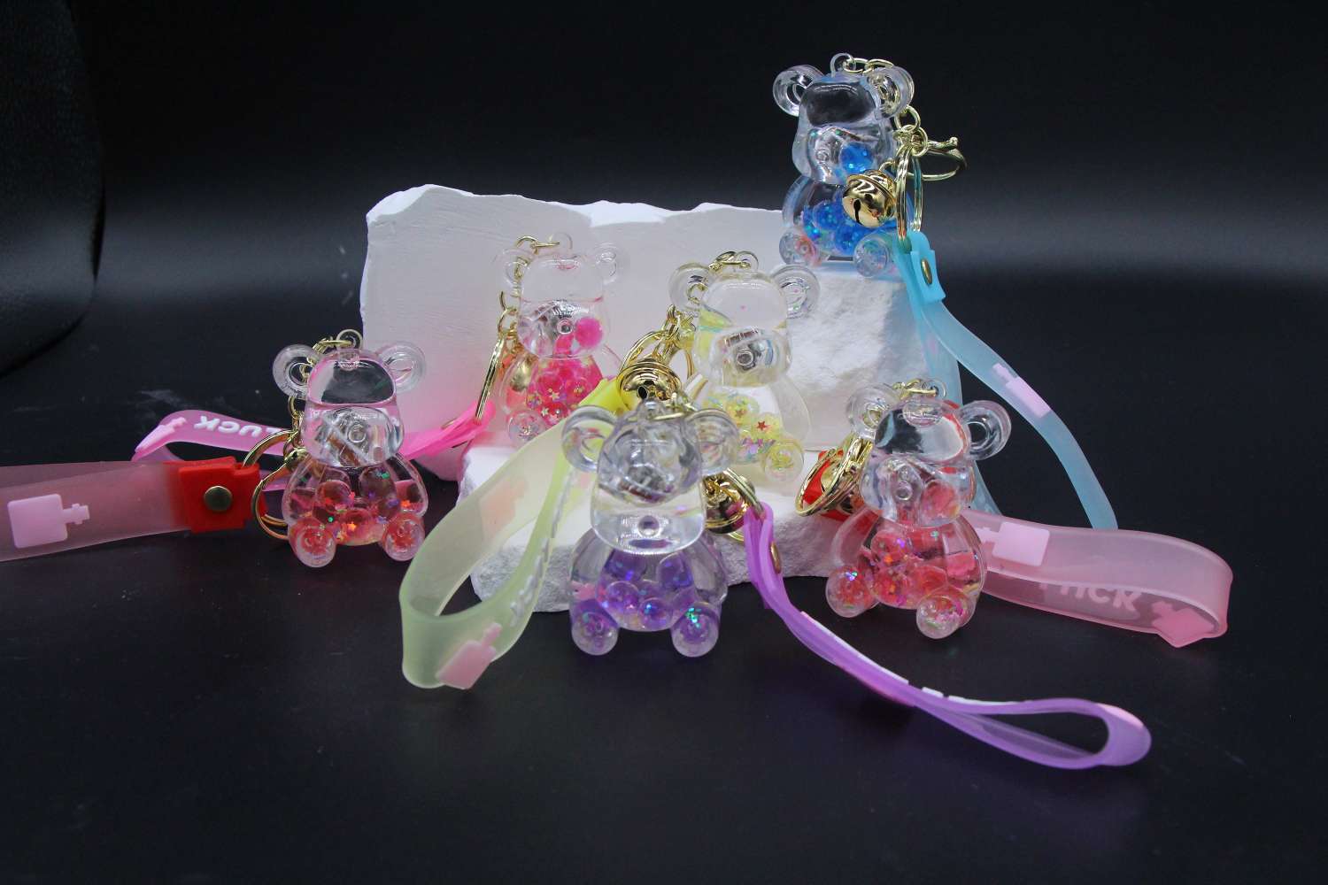 透明液体闪光卡通钥匙扣时尚百搭可爱钥匙扣女2024可爱