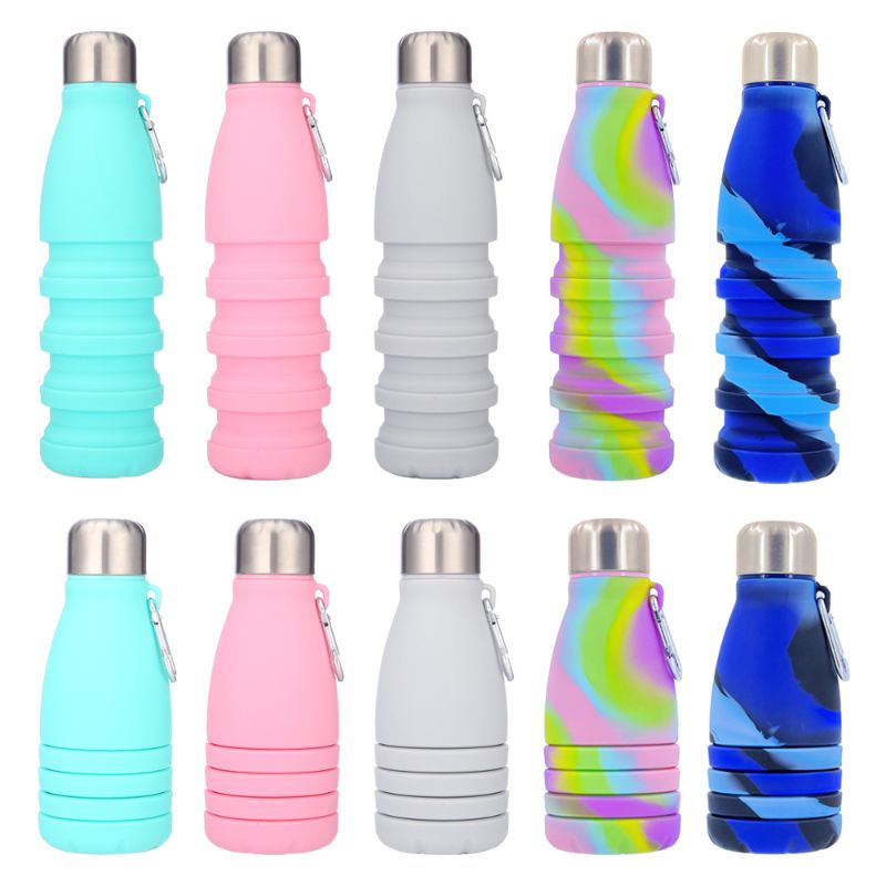 New creative foldable silicone cola bottle, large-capacity outdoor fitness portable food-grade stretchable sports water bottle