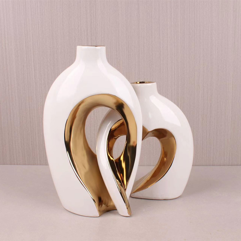 Creative and light luxury style ceramic vase couple ornaments, living room entrance, TV cabinet display, vase set, home decoration