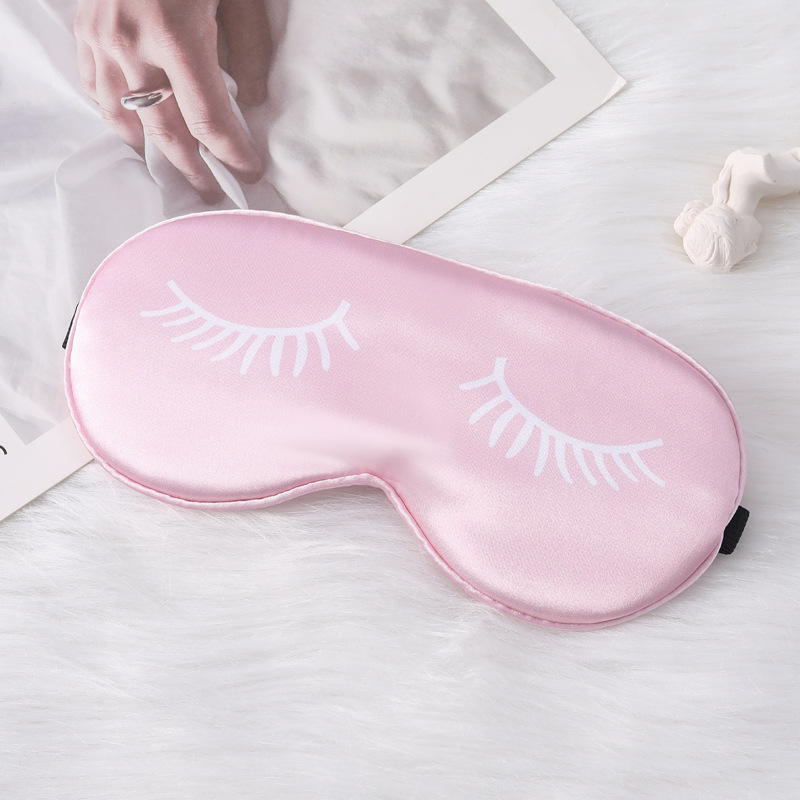 双面仿真丝眼罩印花睫毛缓解疲劳午休旅行居家睡眠护眼罩简约缎面 产品图