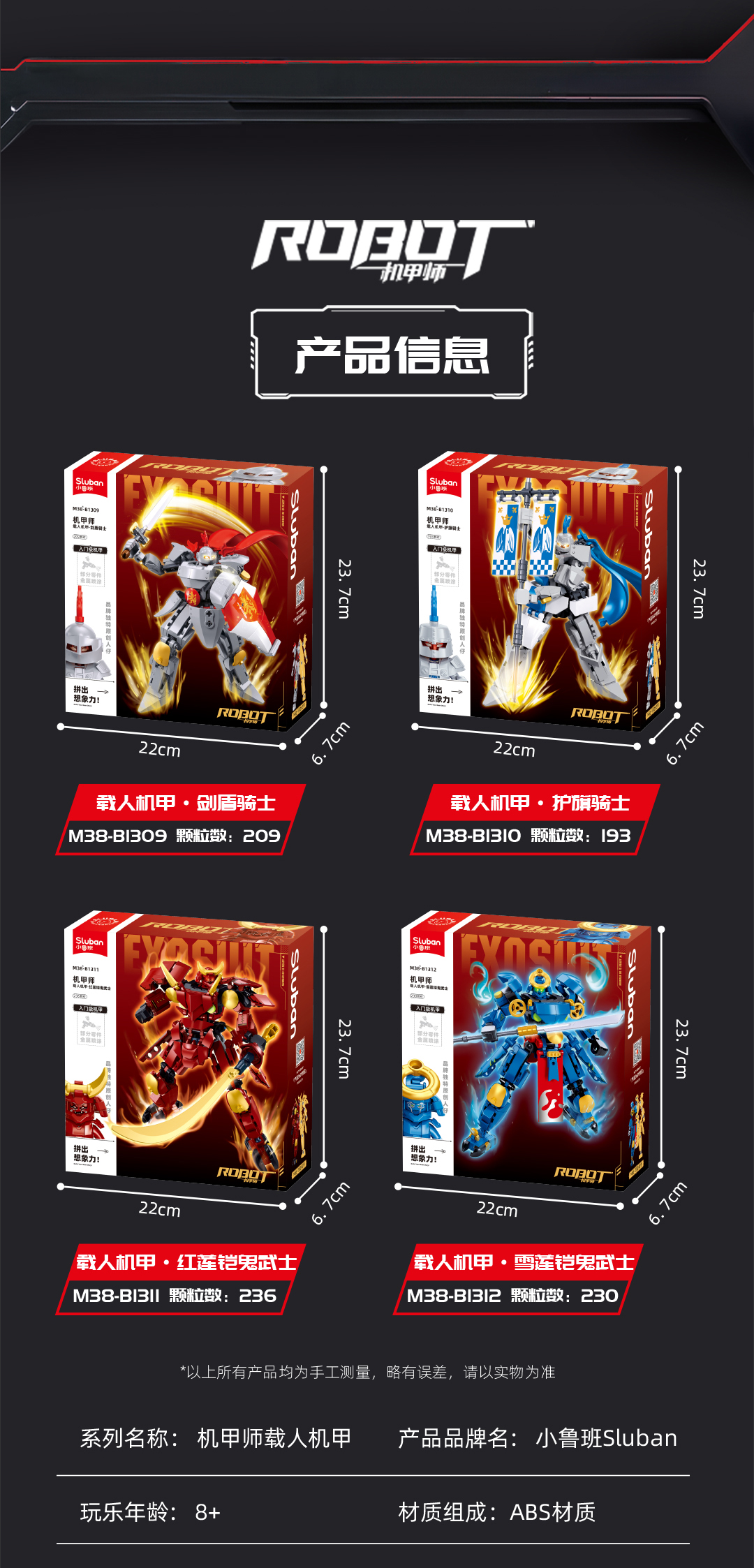 Little Lu Ban M38-B1309 Manned Mecha - Sword and Shield Knight /M38-B1310/M38-B1311/M38-B1312