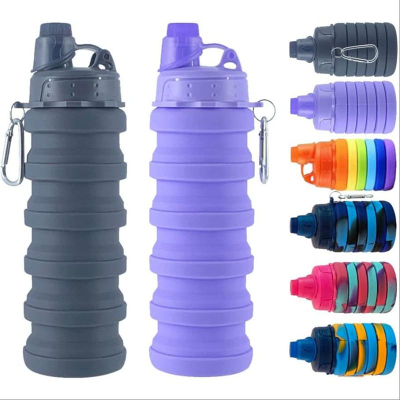 New silicone telescopic cup, foldable sports travel portable water bottle, eco-friendly food-grade sports outdoor water cup