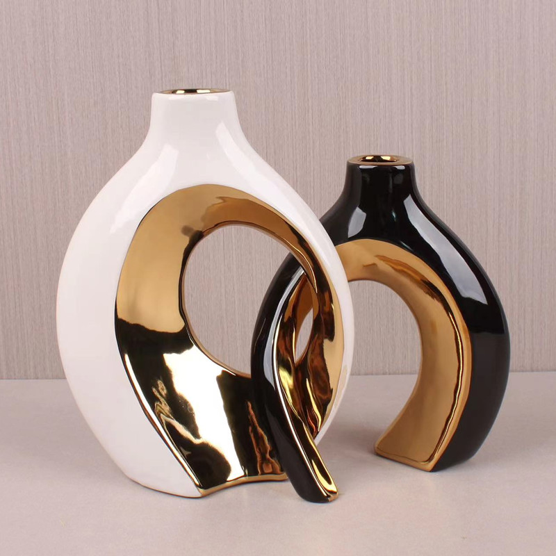 Creative and light luxury style ceramic vase couple ornaments, living room entrance, TV cabinet display, vase set, home decoration Item Picture