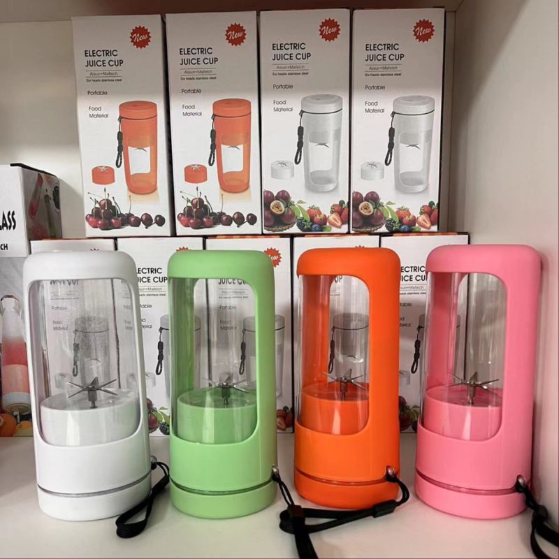 Double-layer juicer cup with 6 blades, USB wireless charging juicer, small portable juice cup, cross-border 450ml