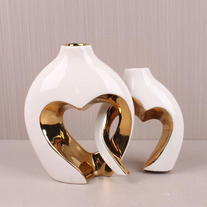 Creative and light luxury style ceramic vase couple ornaments, living room entrance, TV cabinet display, vase set, home decoration Specification image