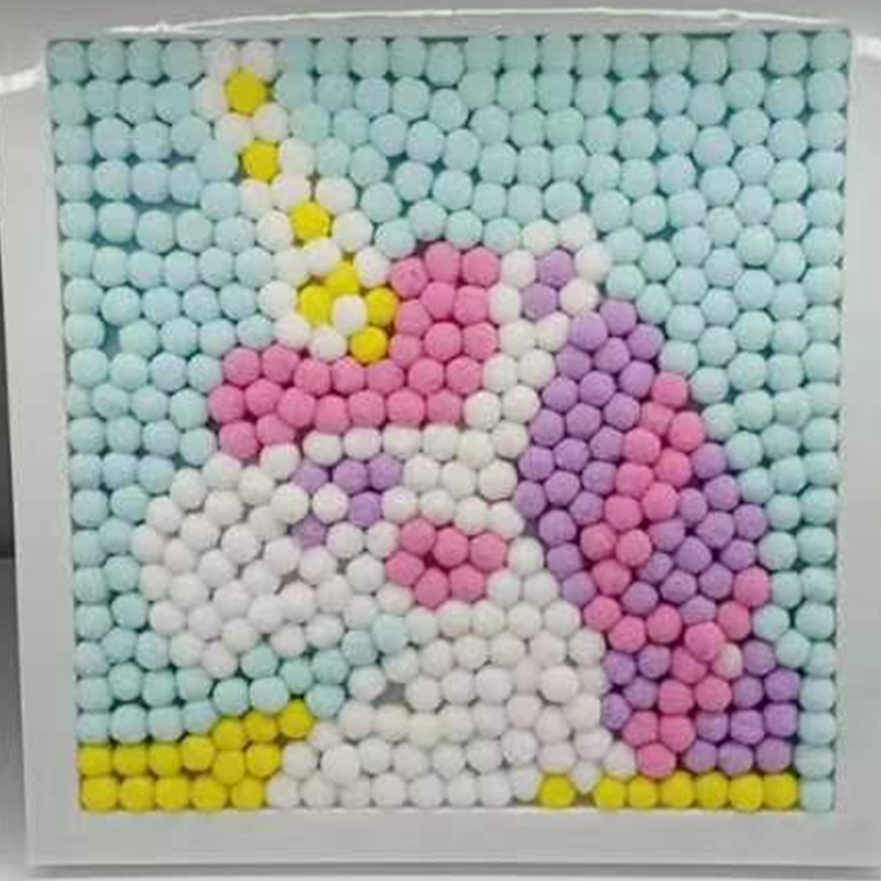 大方框毛球画di'y手工益智玩具毛球粘贴画画板材料包自带背胶