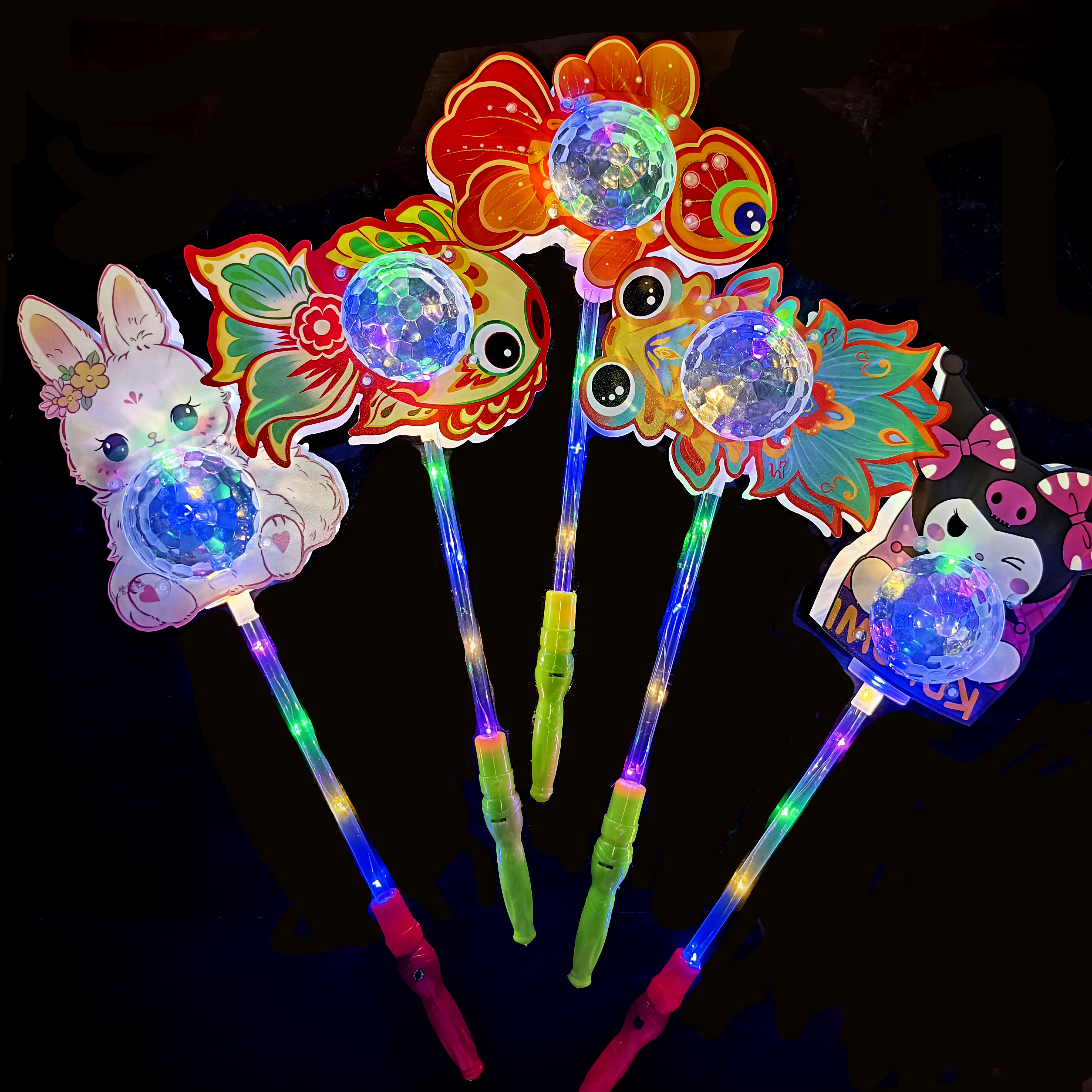 The luminous stick, the flashing stick, the handle, the round ball with a light