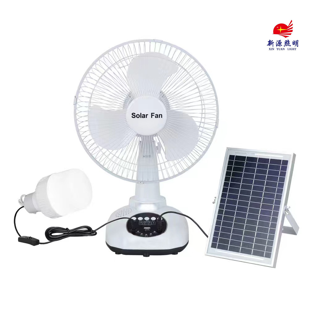 solar fan 跨境爆款太阳能多功能台扇带夜灯支持 USB AC DC
