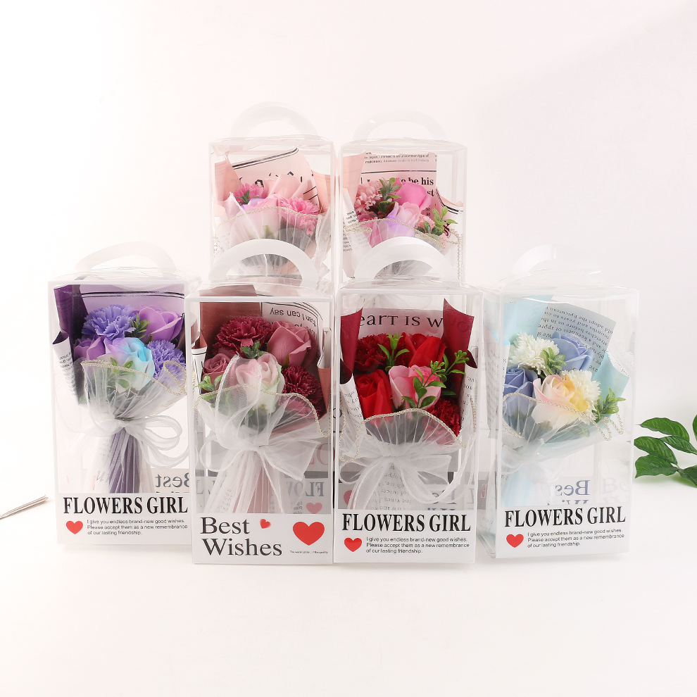 情人节礼品香皂花单枝玫瑰仿真花母亲节礼物3.8节礼品肥皂花送妈妈永生花礼品圆筒香皂花母亲节