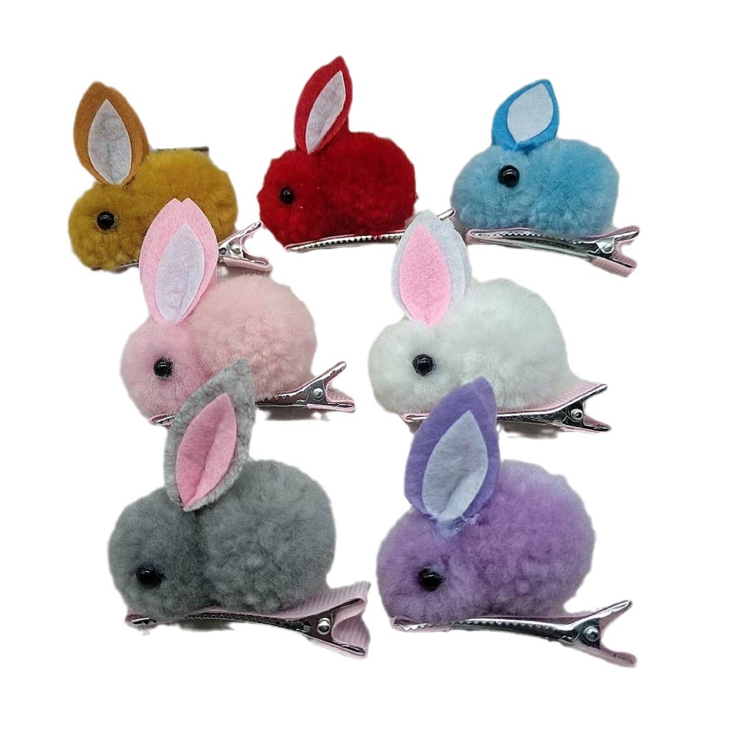 Wholesale of cute plush rabbit children's hair clips, girls' hair accessories, small clips, class and kindergarten gifts and accessories for the Year of the Rabbit Application Scenario