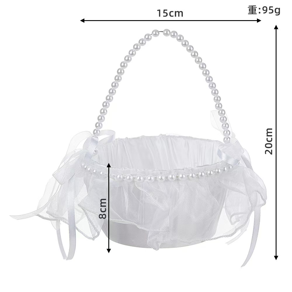 New Western-style flower baskets, multiple creative hand-held pearl flower scattering baskets, wedding flower boy flower baskets, wedding photo studio shooting props Application Scenario