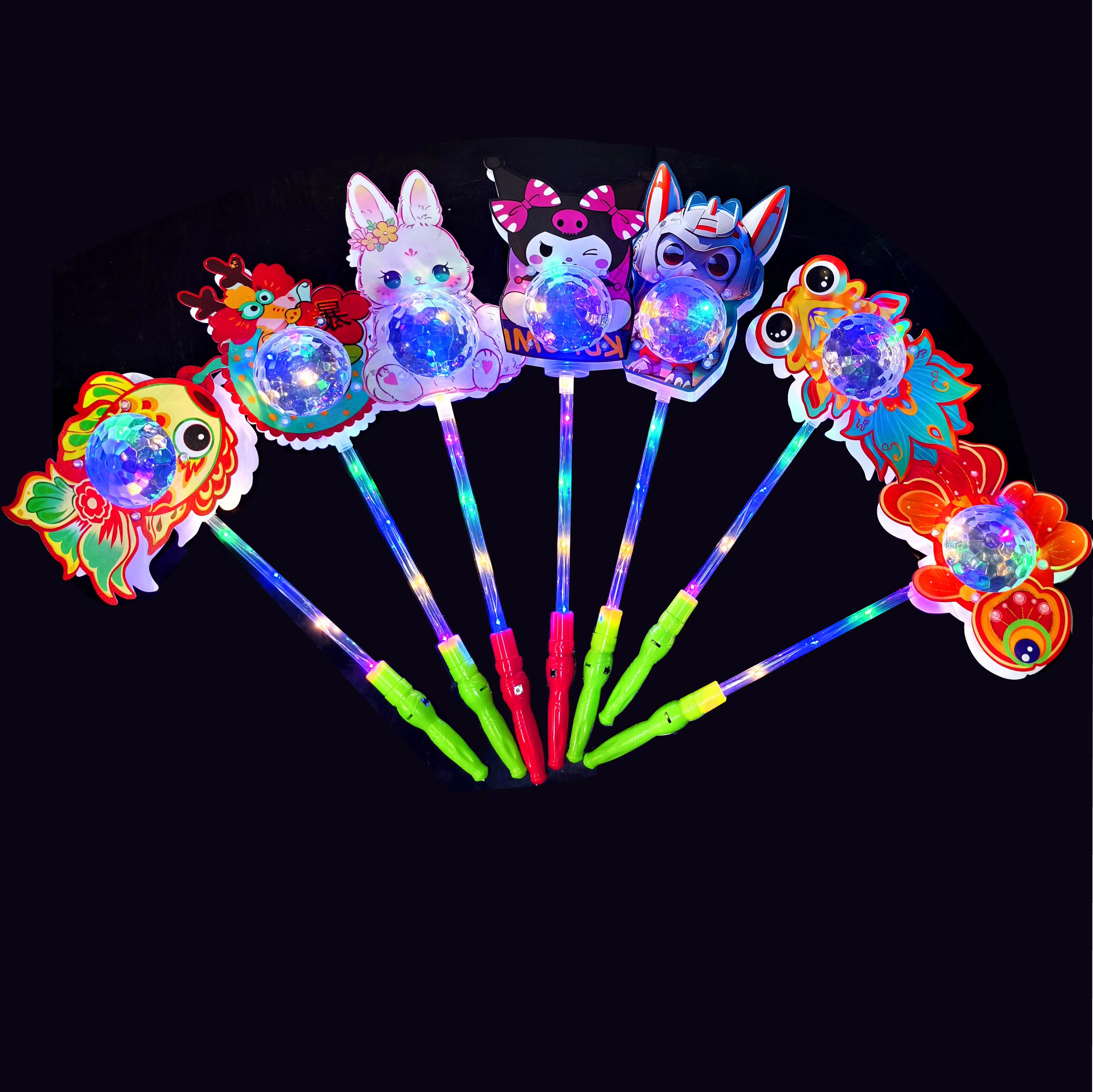 The luminous stick, the flashing stick, the handle, the round ball with a light Specification image