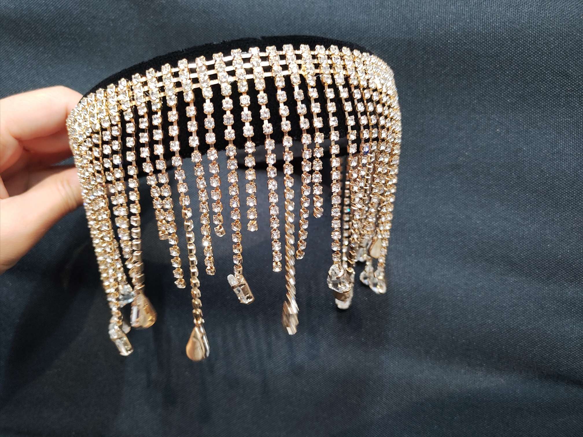 夏季百搭女士饰品 水钻流苏头箍 发饰头饰 美丽串珠发箍 高雅时尚发箍头箍女款批发零售发箍头箍女夏季百搭白底实物图