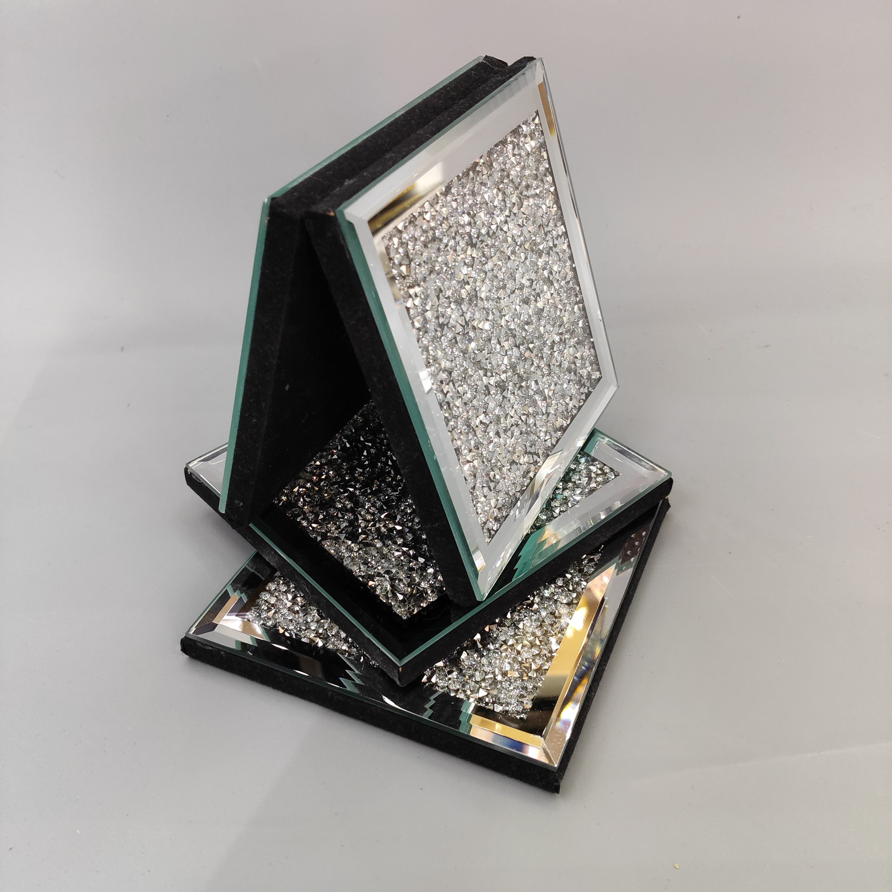 杯垫隔热垫玻璃镶钻杯垫正方形垫子家居用品