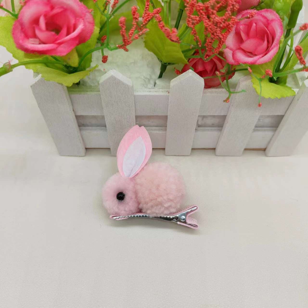 Wholesale of cute plush rabbit children's hair clips, girls' hair accessories, small clips, class and kindergarten gifts and accessories for the Year of the Rabbit details Picture