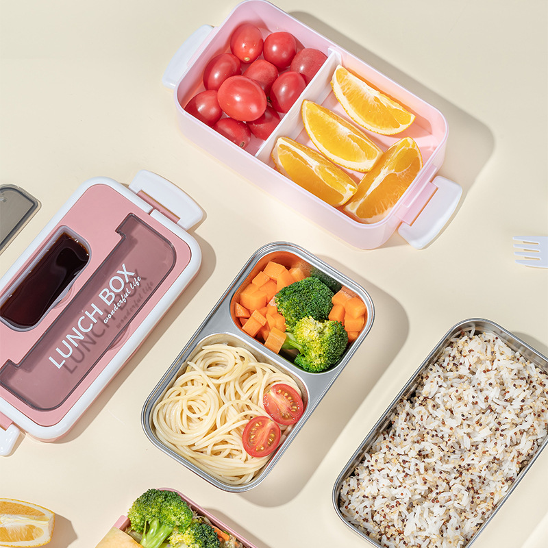 Y87-2262 single-layer 304 stainless steel lunch box, double-layer lunch box, large-capacity portable tableware lunch box details Picture