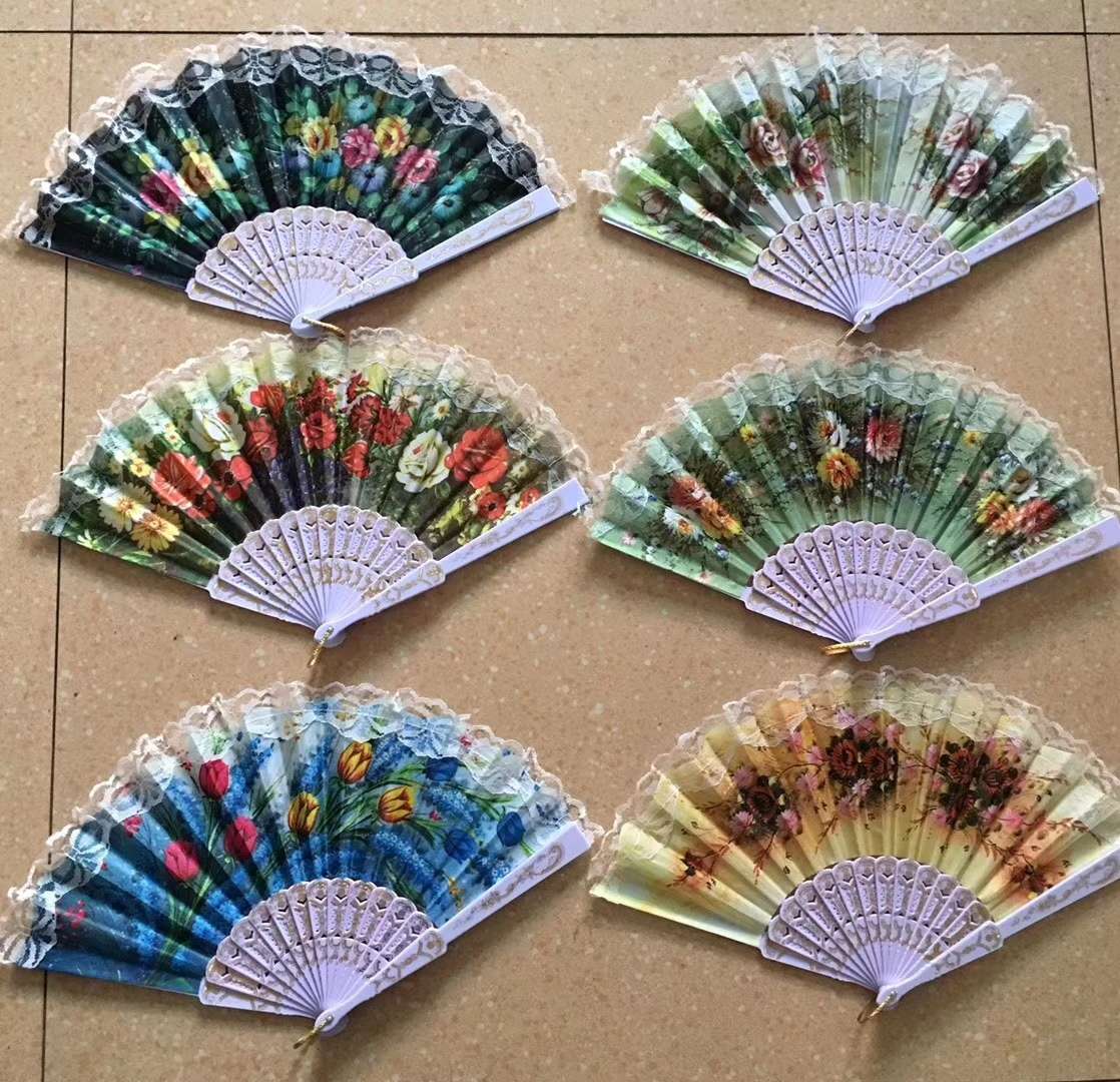 古风扇花草扇外贸折扇工艺品 西班牙扇子礼品工艺品 