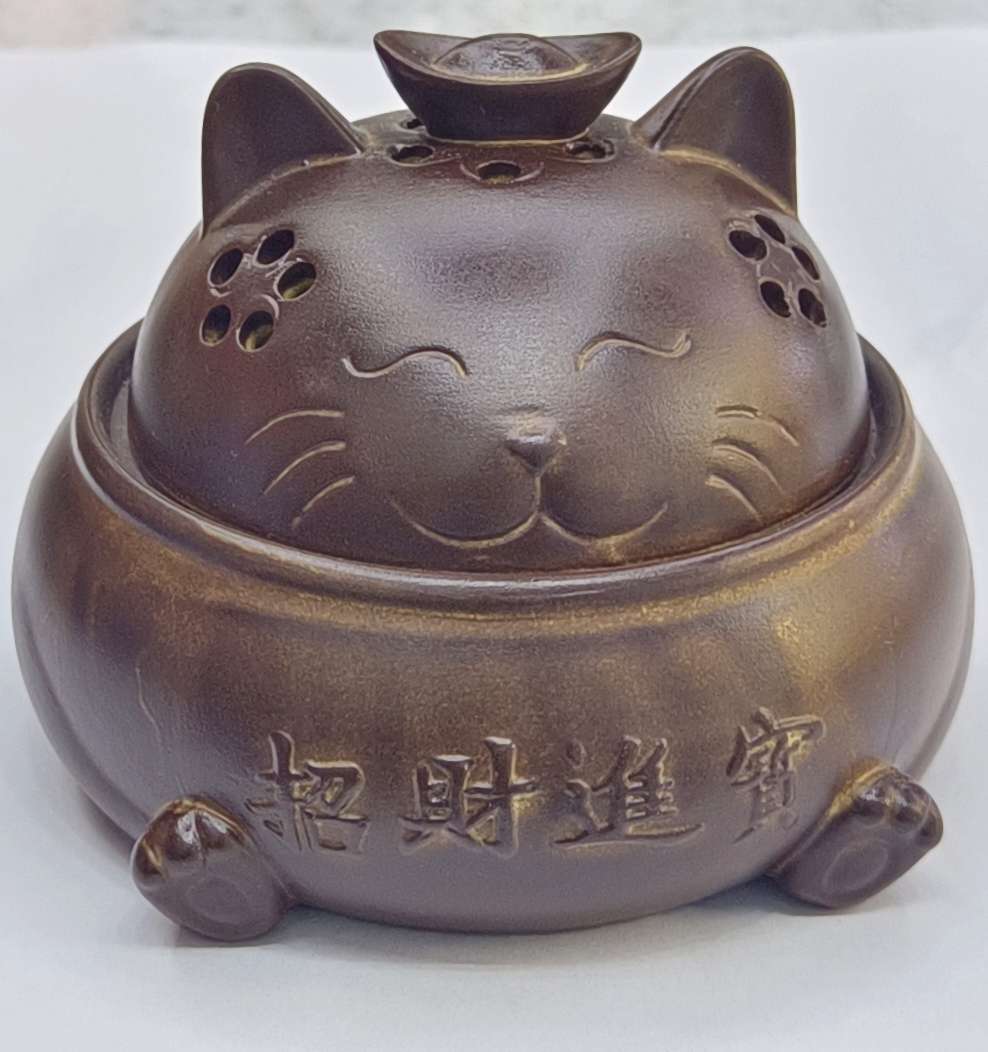 一件招财猫陶瓷工艺品香炉家居用品圣诞节情人节礼品陶瓷工艺品香炉摆件产品图