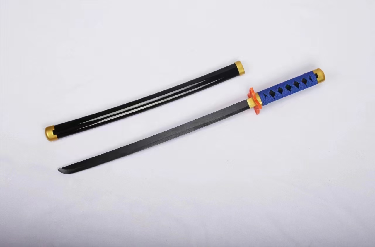 鬼灭之刃日轮刀木刀带鞘竹刀武士刃拔刀斩男孩木剑cos装备玩具刀细节图