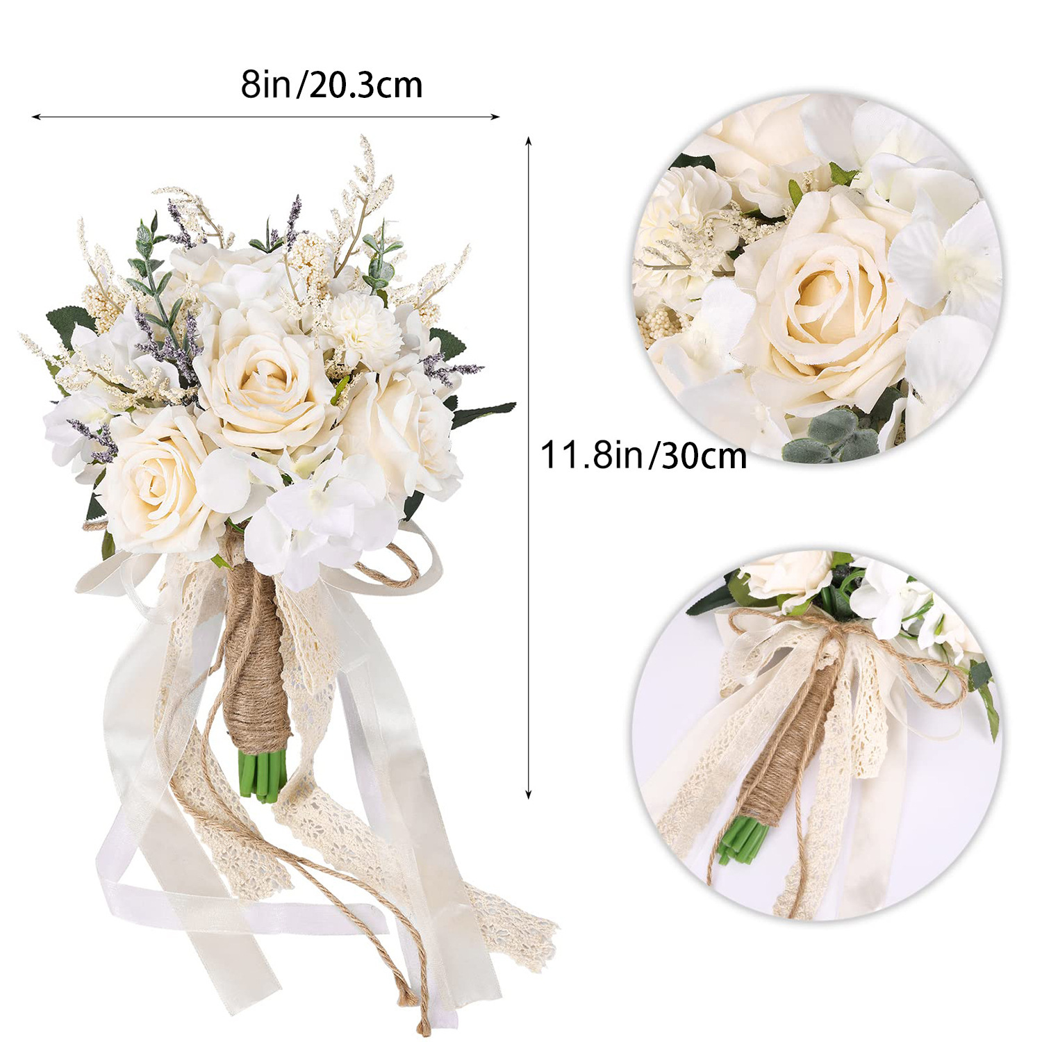 Wedding hand-held bouquet for brides, high-end simulation bouquet finished products, shooting props, decoration, artificial flowers, wholesale of artificial flowers, only Love 007 details Picture