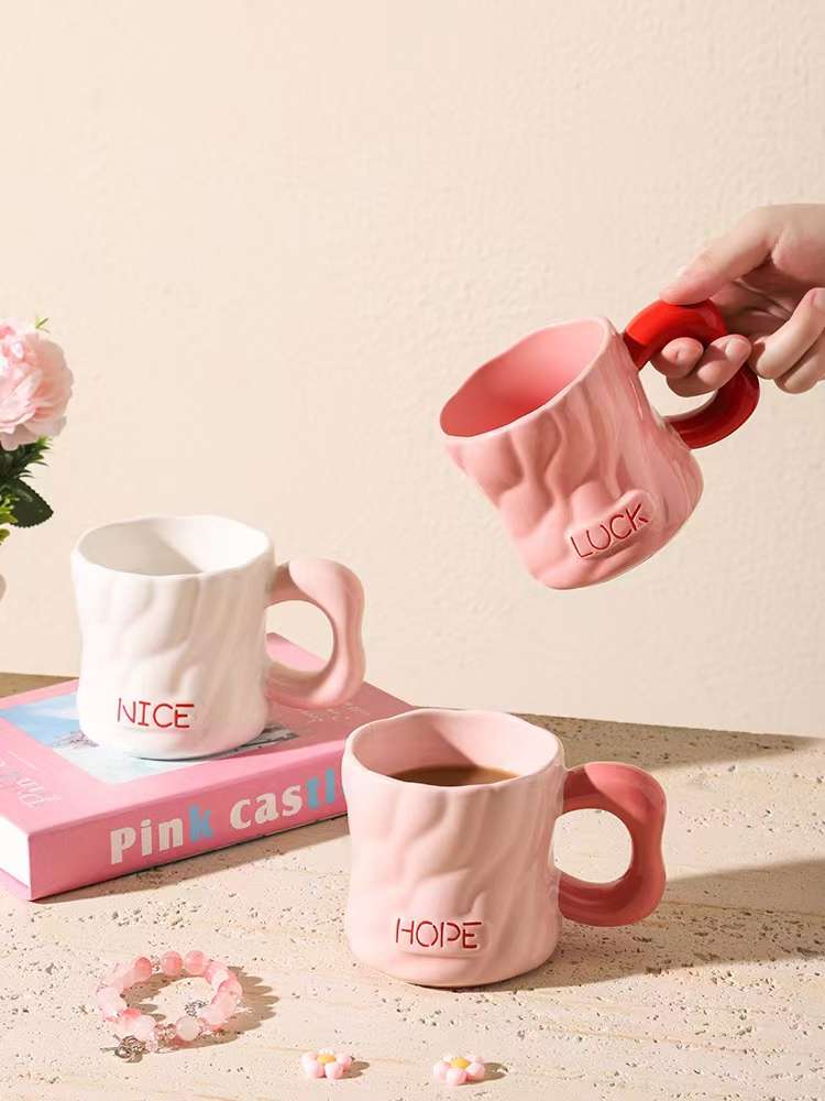 Simple summer men's and women's ceramic cat-shaped mugs, coffee cups, daily necessities cups, tableware sets, folding cups, portable travel cups Specification image