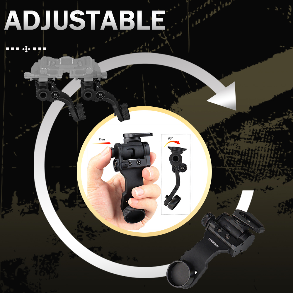 PVS-ZJ G24 Dovetail Bracket J-arm Mount for PVS-14 Helmet Night Vision Device Matel Material Upgrade NVG J-arm Mount Accessories Application Scenario